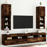 Vidaxl tv-meubels led-verlichting 2 st 30,5x30x102 cm gerookt eiken