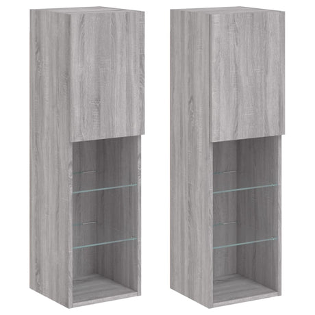 Vidaxl tv-meubels met led-verlichting 2 st 30,5x30x102 cm grijs sonoma