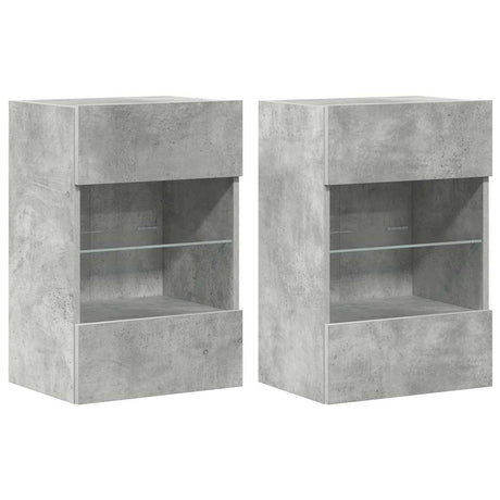 Vidaxl wandkasten met led-verlichting voor tv 2 st 40x30x60,5 cm betongrijs