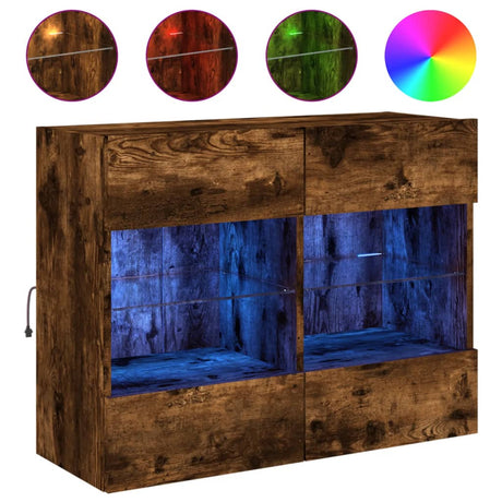 Vidaxl tv-wandmeubel met led-verlichting 78,5x30x60,5 cm gerookt eiken