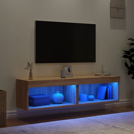 Vidaxl tv-meubels met led-verlichting 2 st 60x30x30 cm sonoma eiken