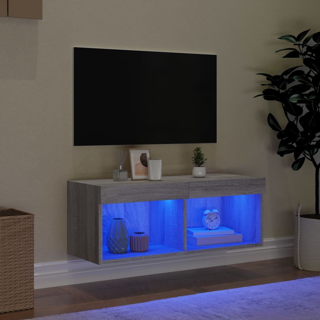 Vidaxl tv-meubel met led-verlichting 80x30x30 cm grijs sonoma eiken