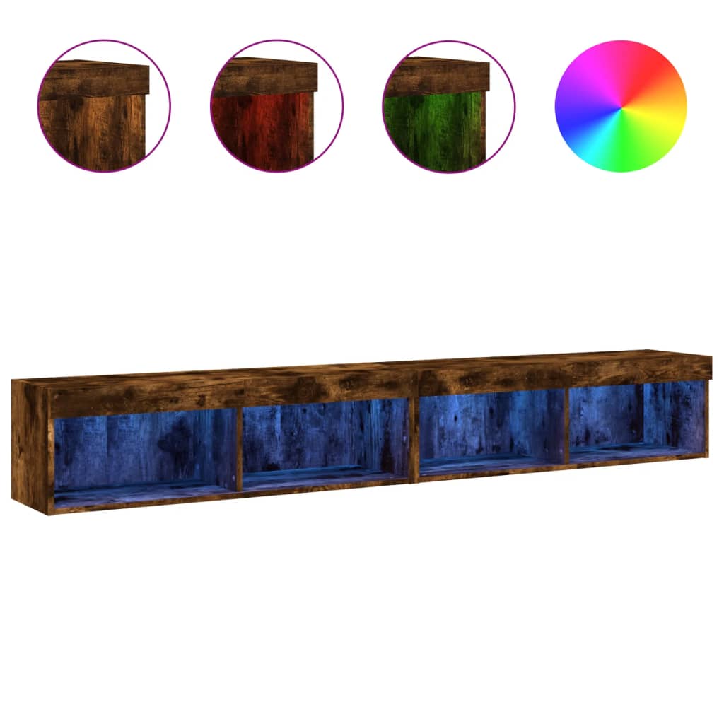 Vidaxl tv-meubels met led-verlichting 2 st 100x30x30 cm gerookt eiken