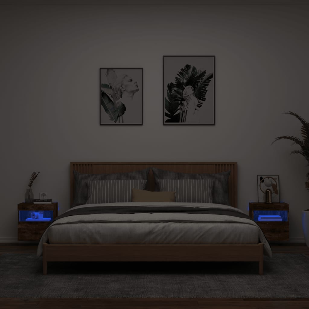 Vidaxl tv-wandmeubels met led 2 st 40x30x40 cm gerookt eikenkleurig