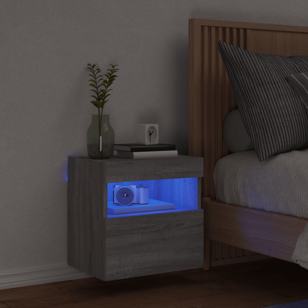 Vidaxl tv-wandmeubel met led 40x30x40 cm grijs sonoma eikenkleurig