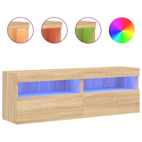 Vidaxl tv-wandmeubels met led 2 st 60x30x40 cm sonoma eikenkleurig