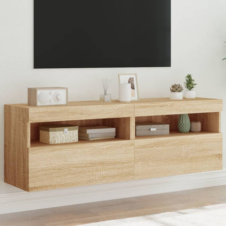 Vidaxl tv-wandmeubels met led 2 st 60x30x40 cm sonoma eikenkleurig