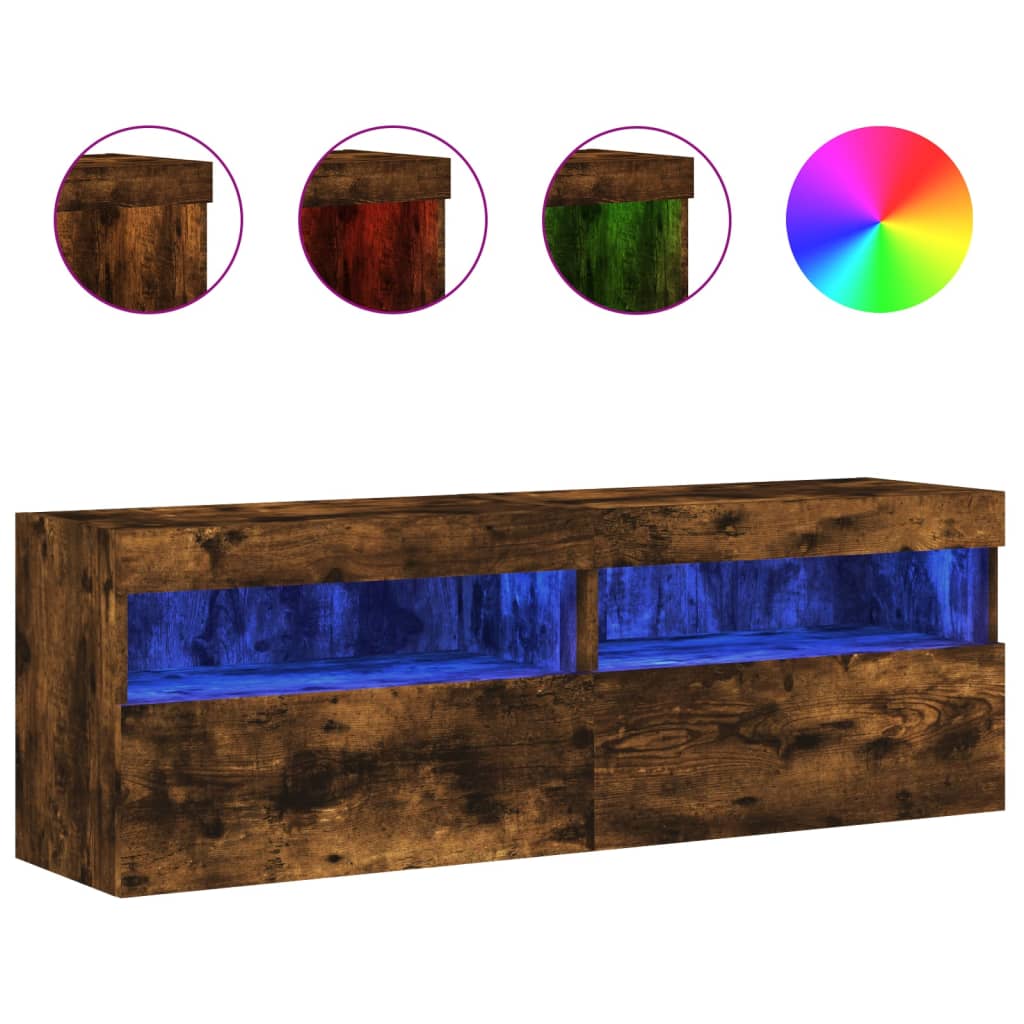 Vidaxl tv-wandmeubels met led 2 st 60x30x40 cm gerookt eikenkleurig