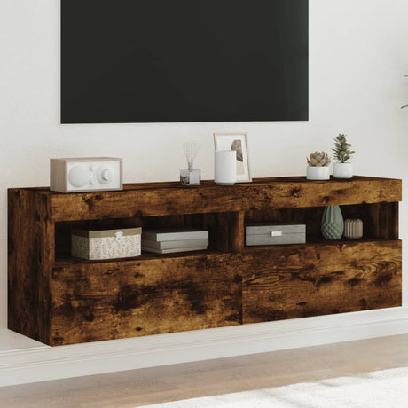 Vidaxl tv-wandmeubels met led 2 st 60x30x40 cm gerookt eikenkleurig