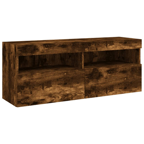 Vidaxl tv-wandmeubel met led-verlichting 100x30x40 cm gerookt eiken