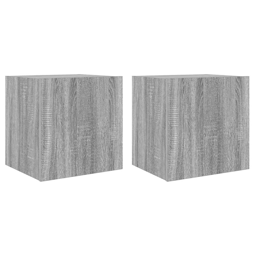 Vidaxl tv-wandmeubelen met led 2 st 40,5x35x40 cm grijs sonoma eiken