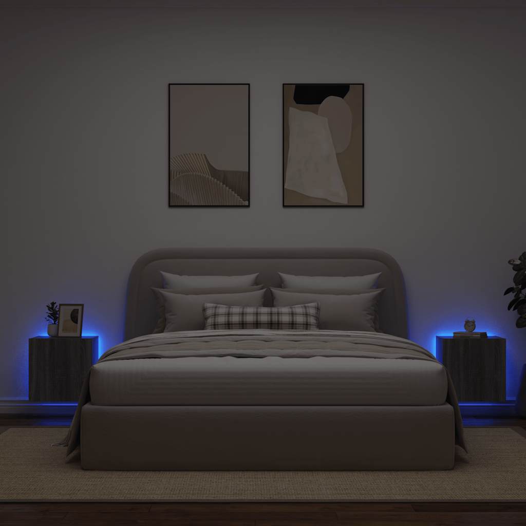 Vidaxl tv-wandmeubelen met led 2 st 40,5x35x40 cm grijs sonoma eiken