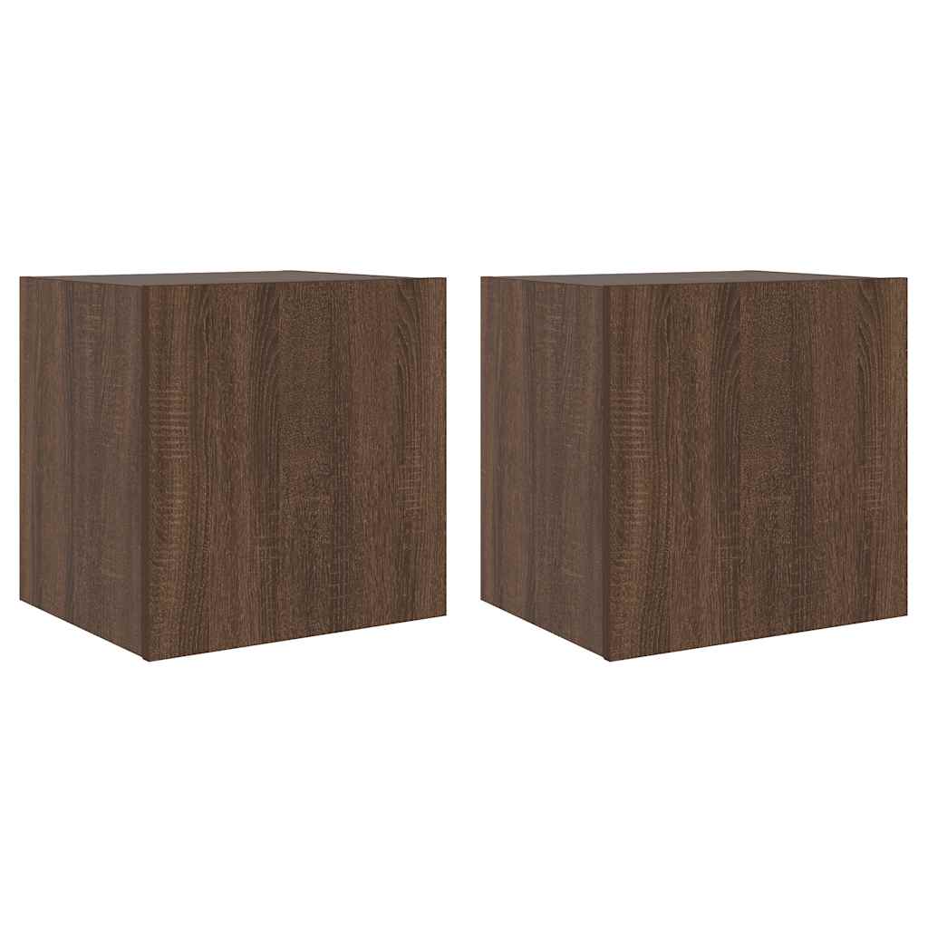 Vidaxl tv-wandmeubelen met led 2 st 40,5x35x40 cm bruin eikenkleur