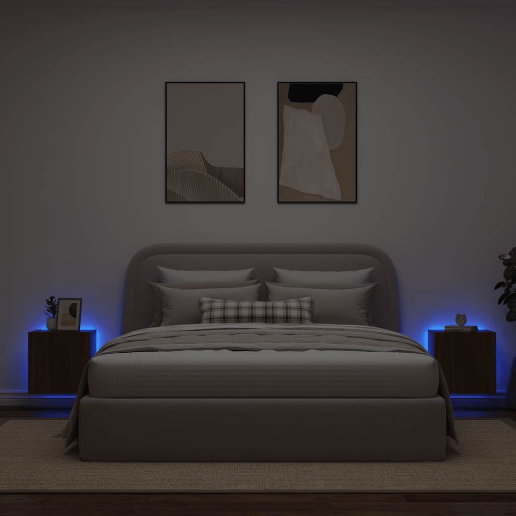 Vidaxl tv-wandmeubelen met led 2 st 40,5x35x40 cm bruin eikenkleur