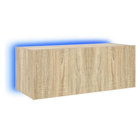 Vidaxl tv-wandmeubel met led-verlichting 80x35x31 cm sonoma eikenkleur