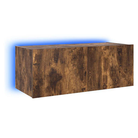 Vidaxl tv-wandmeubel met led-verlichting 80x35x31 cm gerookt eiken