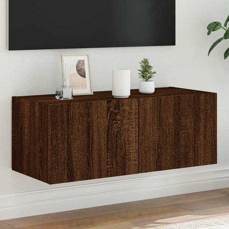 Vidaxl tv-wandmeubel met led-verlichting 80x35x31 cm bruin eikenkleur