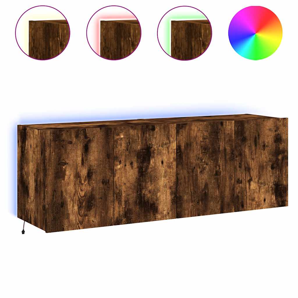 Vidaxl tv-wandmeubels met led 2 st 60x35x41 cm gerookt eikenkleurig
