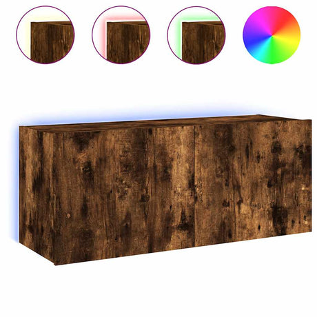 Vidaxl tv-wandmeubel met led-verlichting 100x35x41 cm gerookt eiken
