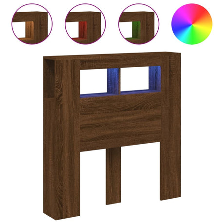 Vidaxl hoofdeinde met led 100x18,5x103,5 cm bewerkt hout bruineiken