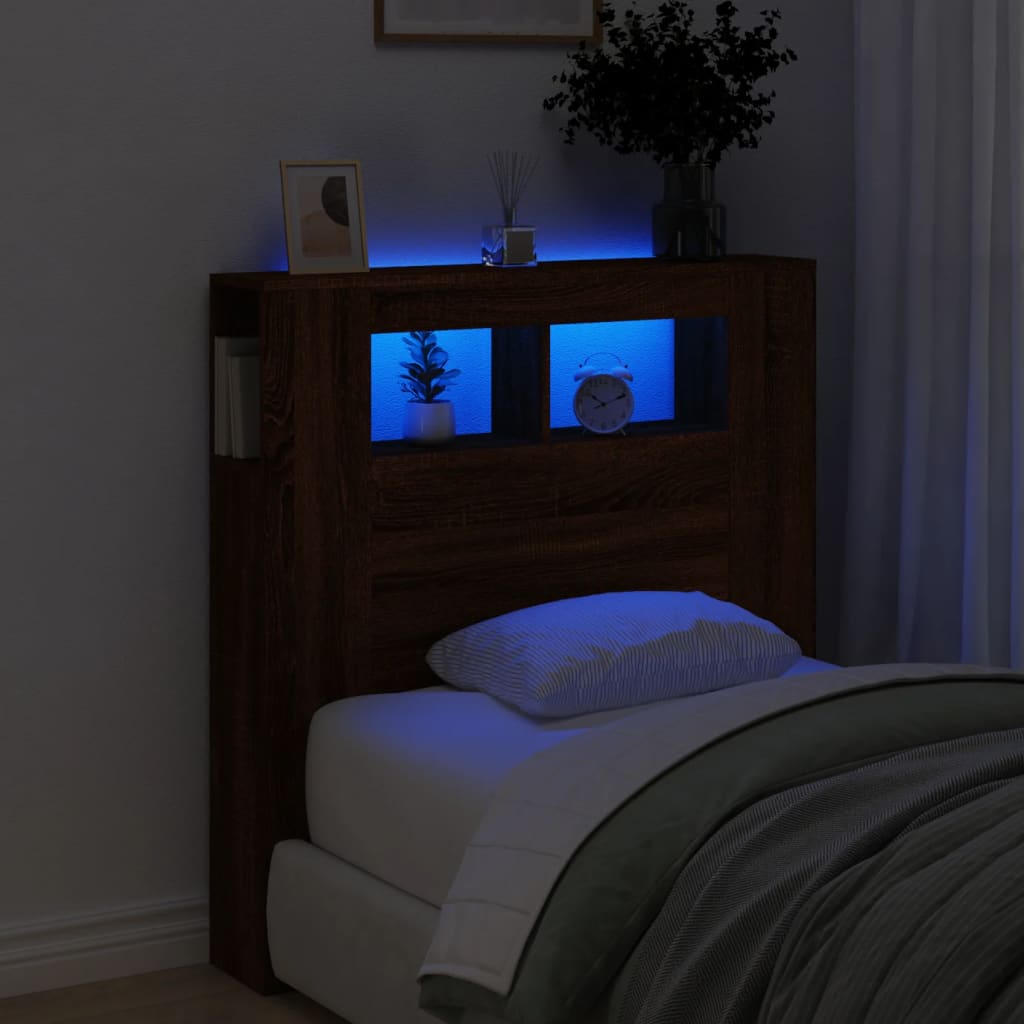 Vidaxl hoofdeinde met led 100x18,5x103,5 cm bewerkt hout bruineiken