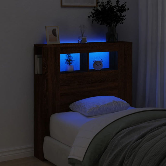 Vidaxl hoofdeinde met led 100x18,5x103,5 cm bewerkt hout bruineiken