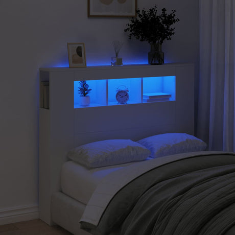 Vidaxl hoofdeinde met led 120x18,5x103,5 cm bewerkt hout wit