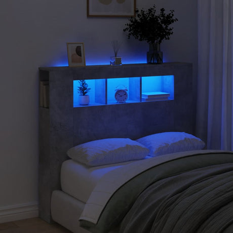 Vidaxl hoofdeinde met led 120x18,5x103,5 cm bewerkt hout betongrijs