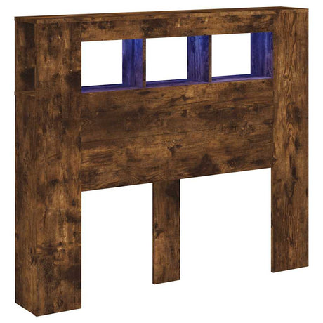 Vidaxl hoofdeinde met led 120x18,5x103,5 cm bewerkt hout gerookt eiken