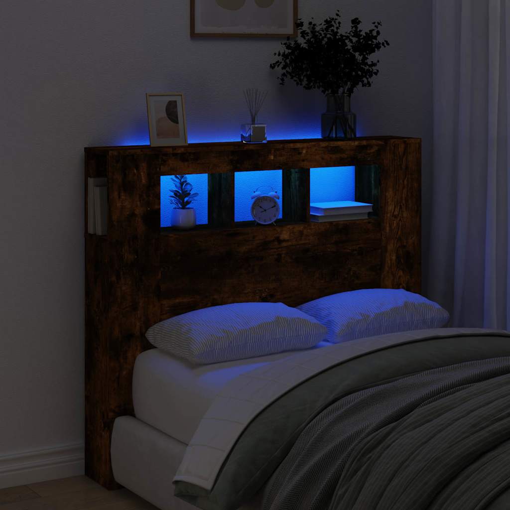 Vidaxl hoofdeinde met led 120x18,5x103,5 cm bewerkt hout gerookt eiken