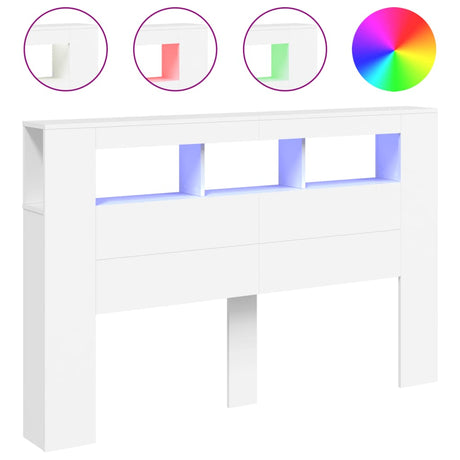 Vidaxl hoofdeinde met led 160x18,5x103,5 cm bewerkt hout wit