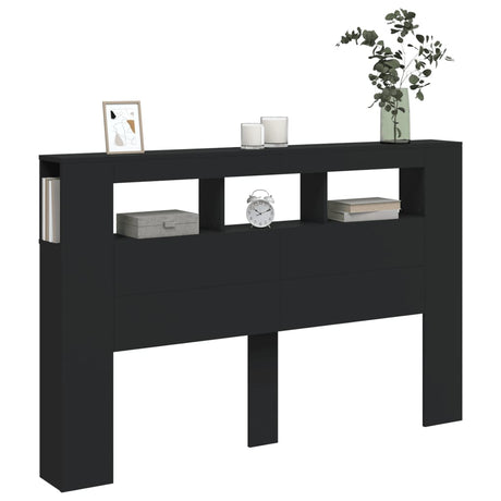 Vidaxl hoofdeinde met led 160x18,5x103,5 cm bewerkt hout zwart