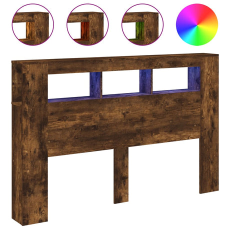 Vidaxl hoofdeinde met led 160x18,5x103,5 cm bewerkt hout gerookt eiken