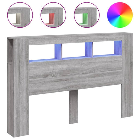 Vidaxl hoofdeinde met led 160x18,5x103,5 cm bewerkt hout grijs sonoma