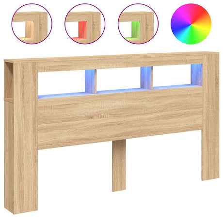 Vidaxl hoofdbord met led 180x18,5x103,5 cm bewerkt hout sonoma eiken