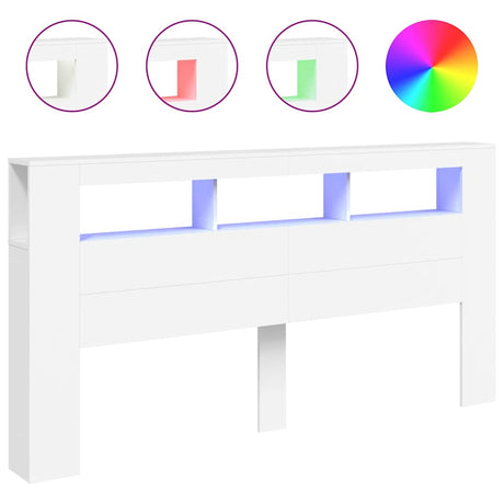 Vidaxl hoofdeinde met led 200x18,5x103,5 cm bewerkt hout wit