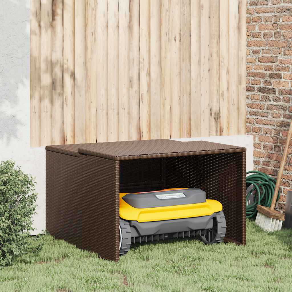 Vidaxl garage voor robotmaaier 86x90x52 57 cm poly rattan bruin