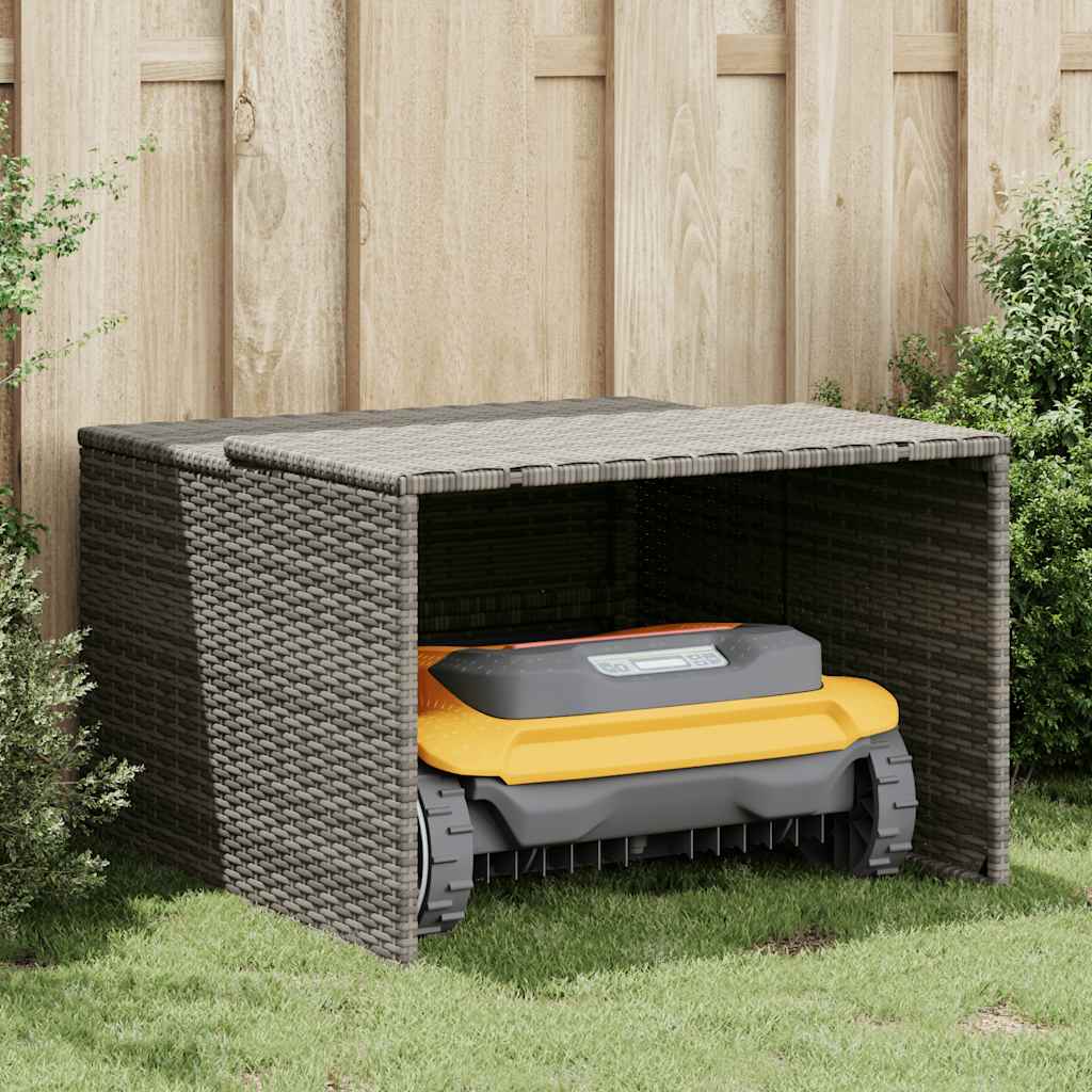 Vidaxl garage voor robotmaaier 86x90x52 57 cm poly rattan grijs