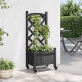 VidaXL Planter with slat and wheels Solid pinewood Black