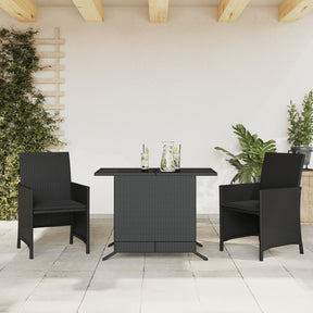 Vidaxl 3-delige bistroset met kussens poly rattan zwart