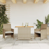 Vidaxl 3-delige bistroset met kussens poly rattan beige