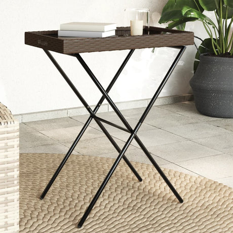 Vidaxl dienbladtafel inklapbaar 65x40x75 cm poly rattan bruin