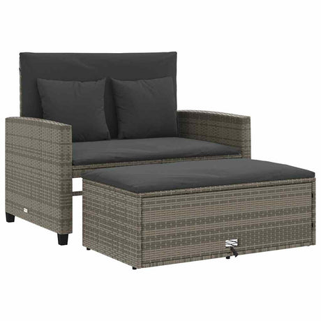 Vidaxl tuinbank 2-zits met kussens poly rattan grijs