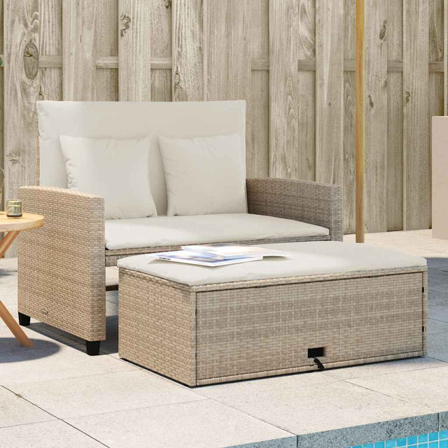 Vidaxl tuinbank 2-zits met kussens poly rattan beige