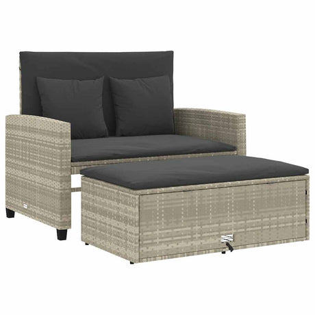 Vidaxl tuinbank 2-zits met kussens poly rattan lichtgrijs