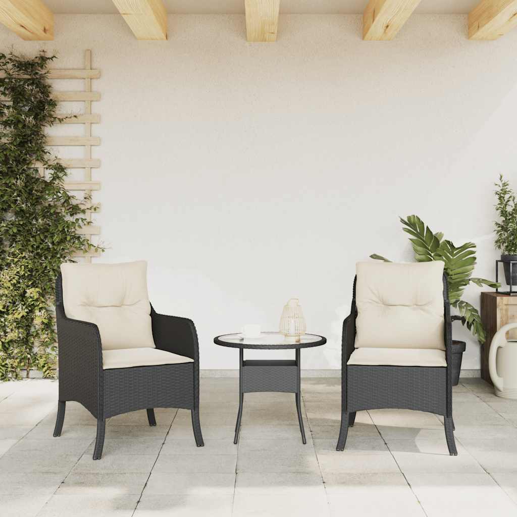 Vidaxl tuinstoelen 2 st met kussens poly rattan zwart