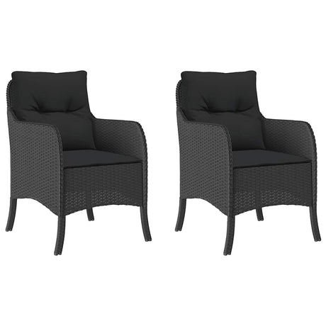 Vidaxl tuinstoelen 2 st met kussens poly rattan zwart