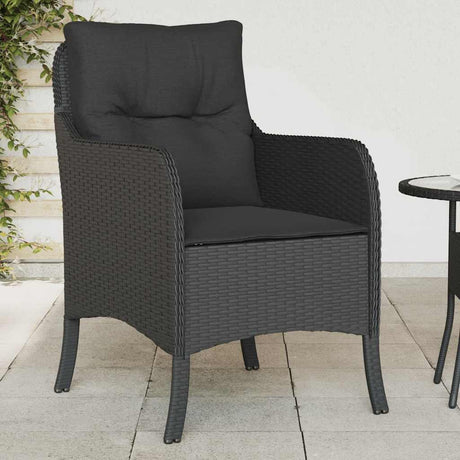 Vidaxl tuinstoelen 2 st met kussens poly rattan zwart