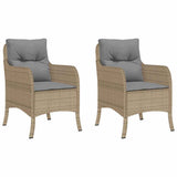 Vidaxl tuinstoelen 2 st met kussens poly rattan gemengd beige