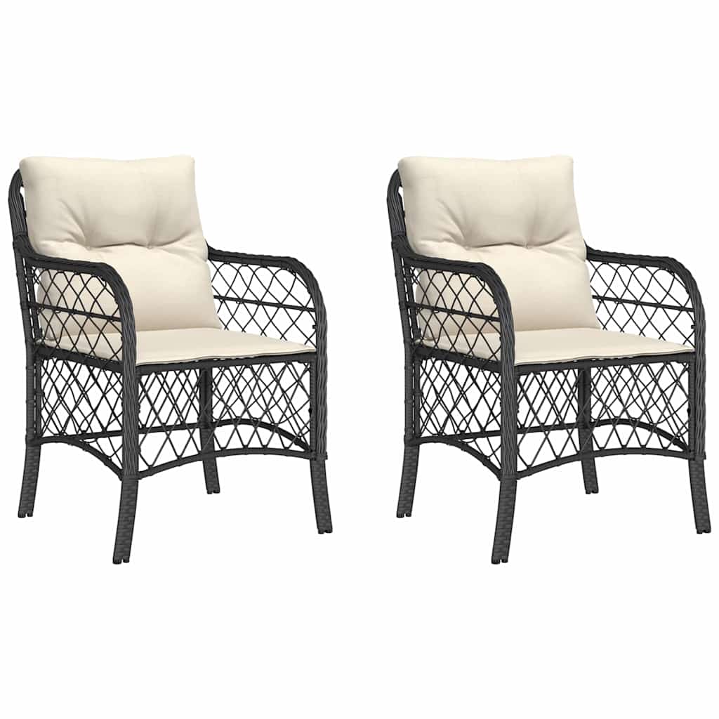 Vidaxl tuinstoelen 2 st met kussens poly rattan zwart